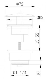 Донный клапан для раковины ABBER AF0012NG без перелива никель